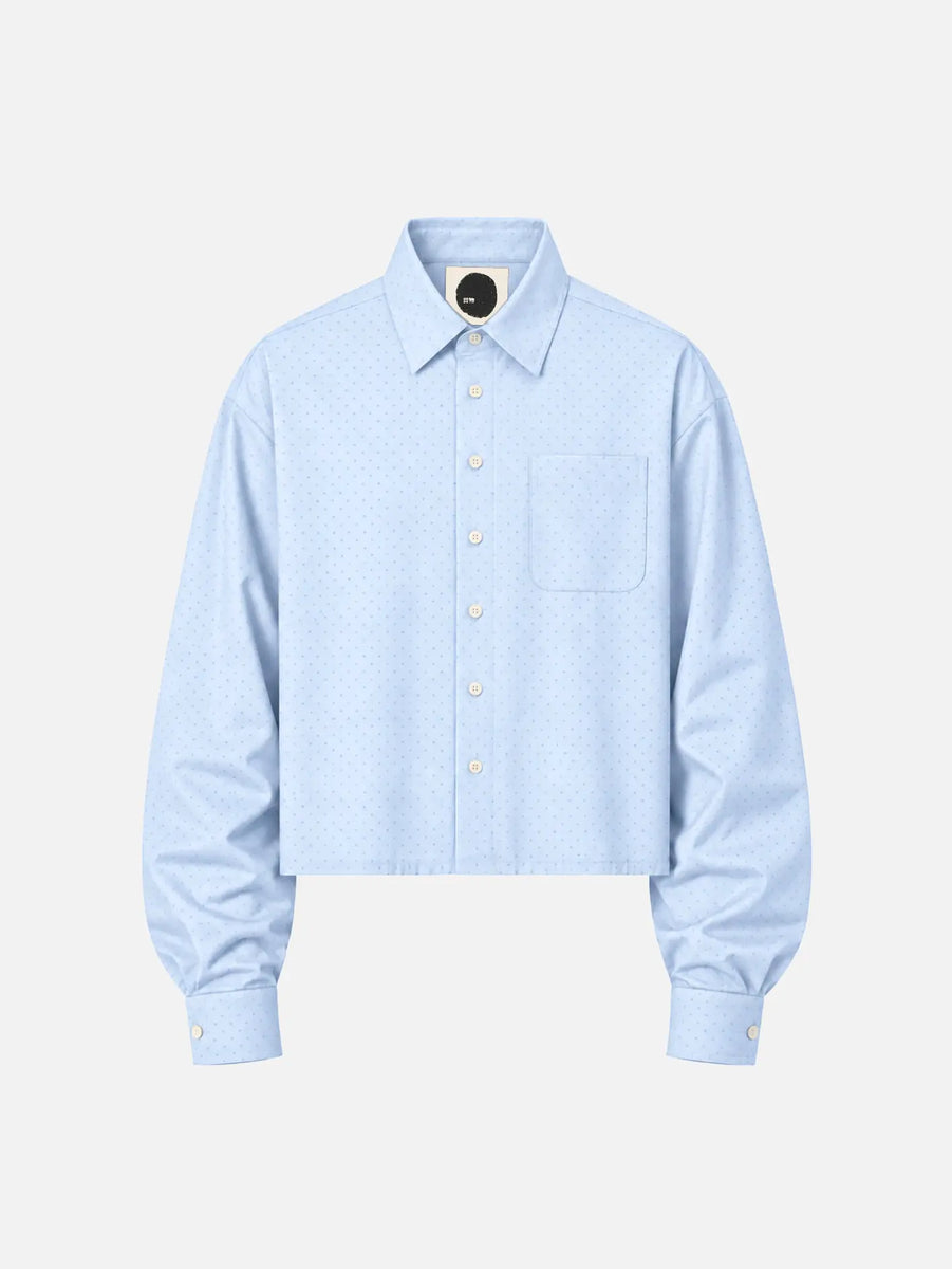 Sumida Boxy Shirt - White & Light Blue