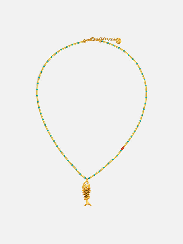 MICHAEL'S, Turquoise Fish Bone Solid Kolye, KOLYE, shopi go'da!