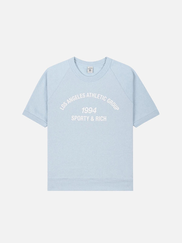 SPORTY & RICH - T-SHIRT - LA Athletic Group Short Sleeve Crewneck - Blue/White - shopi go'da!.