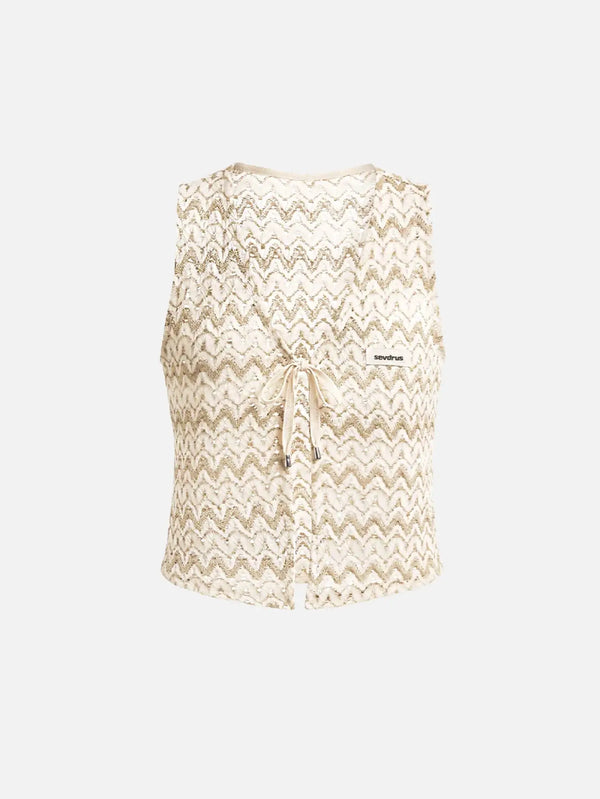 SEVDRUS Raw Bone Lace Blouse – bej krem, ön görünüm