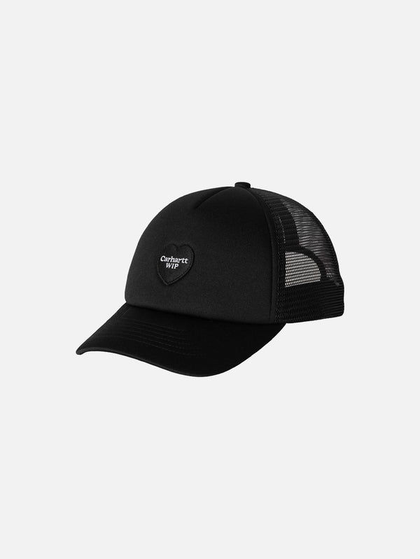 CARHARTT WIP, Heart Patch Trucker Cap - Black, ŞAPKA, shopi go'da!