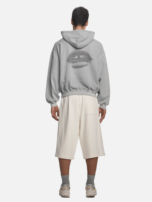 SHOPI GO, Nagoya Lips Parça Boya Hoodie - Gri, SWEATSHIRT, shopi go'da!