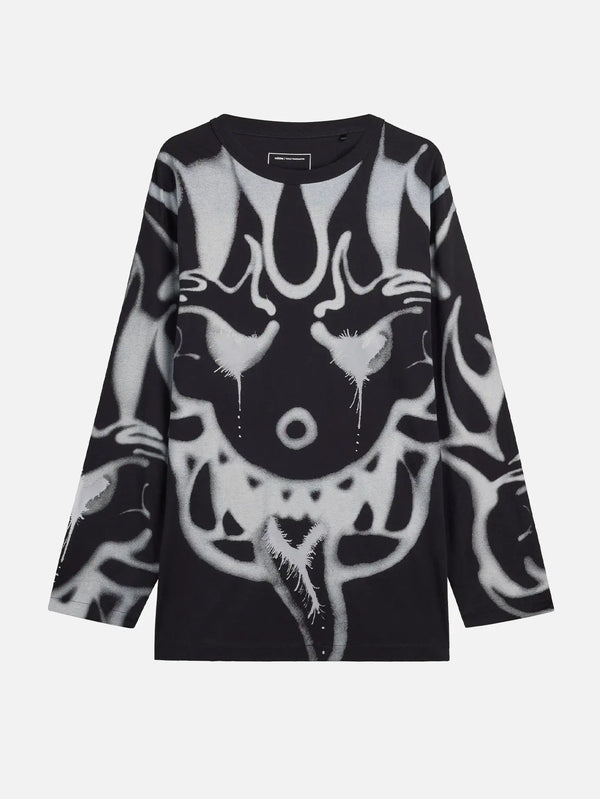Y-3 Chito Graphic Long Sleeve T-Shirt Black – siyah, önden görünüm