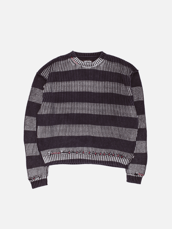 FUCKING AWESOME, Striped Sweater - Black/Silver/Striped, SÜVETER, shopi go'da!