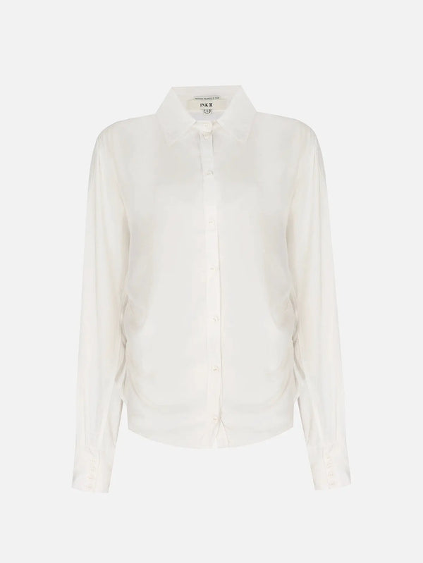 IN.K II Flowing Gathered Blouse – beyaz, önden görünüm