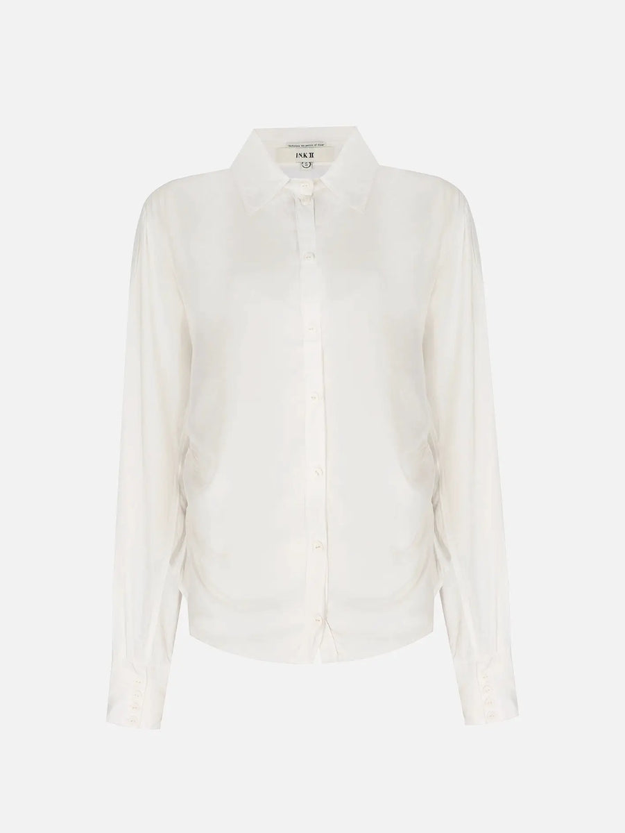 Flowing Gathered Blouse - White