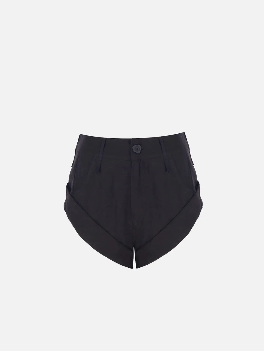 Double Fold Mini Short - Black