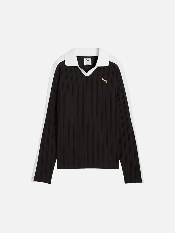 PUMA, T7 Relaxed Long Sleeve Polo - Black, T-SHIRT, shopi go'da!