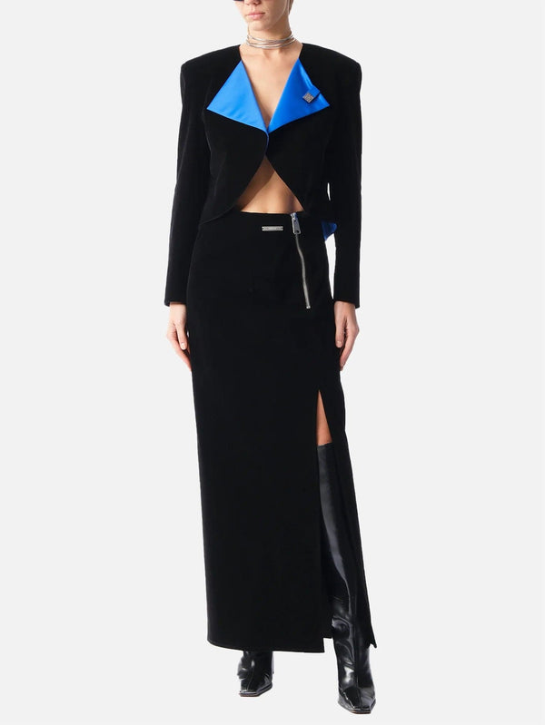 KNTLGY, Velvet Fuse Zipped Skirt, ETEK, shopi go'da!