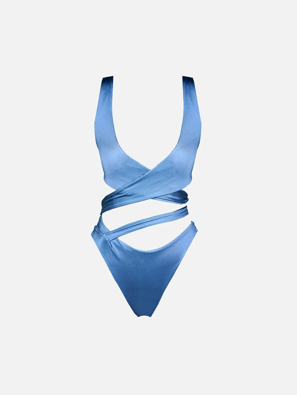 LUCID Aster Swimsuit - Shiny Blue – Shiny Blue, önden görünüm