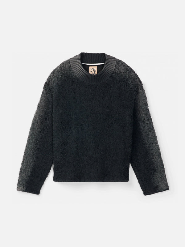 Knit Sprayed Boucle Crewneck - Black