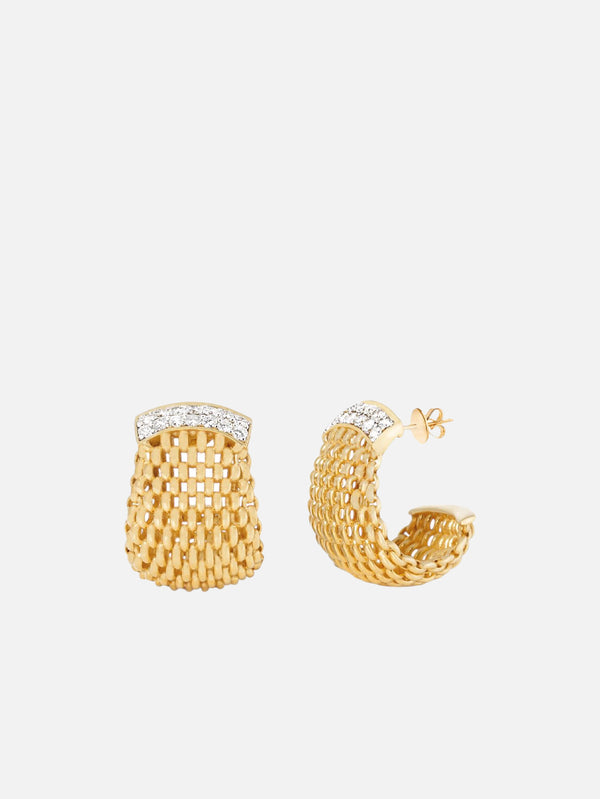 SIMI SENG, Bonded Double Row Diamonds Earrings, KÜPE, shopi go'da!