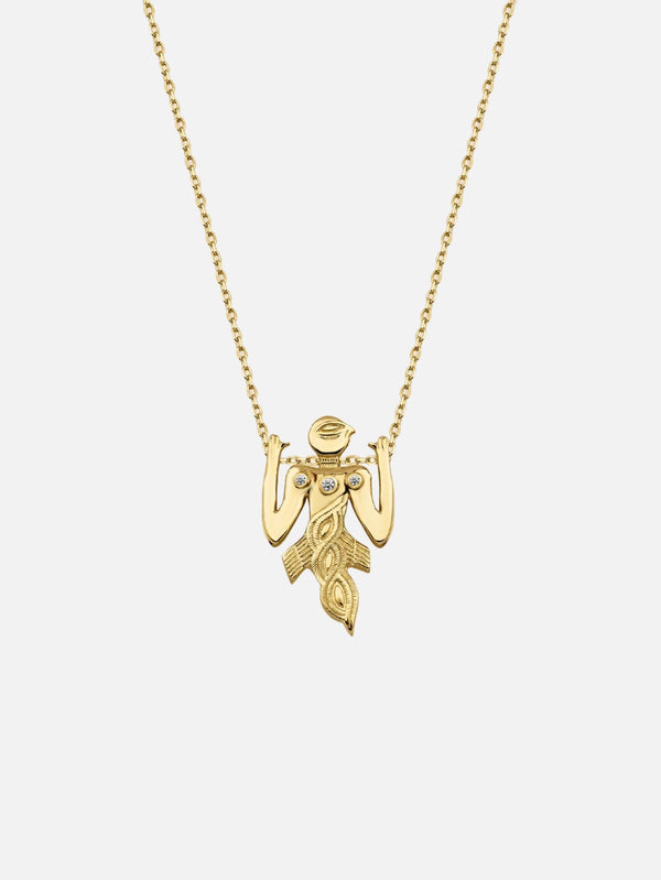 LUNA MERDIN, Birdman Altın Kolye Küçük Beyaz Pırlanta Altın Zincir, KOLYE, shopi go'da!