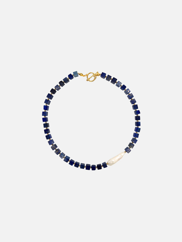 L'ATELIER DES PERLES, Calais Marine Necklace Lapis Lazuli Doğal Taşlı Barok İncili Kolye, KOLYE, shopi go'da!