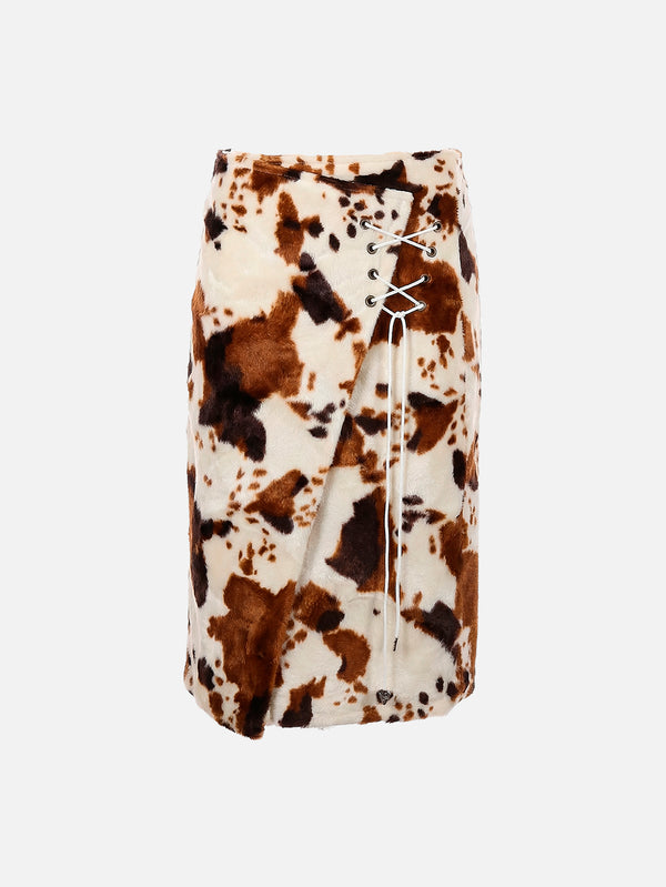 CULT FORM, Midi Skirt - Cow Print, ETEK, shopi go'da!