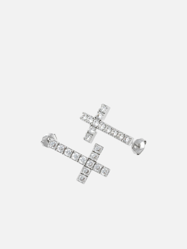 DARKAI, Reversed Cross Earrings - Silver, KÜPE, shopi go'da!