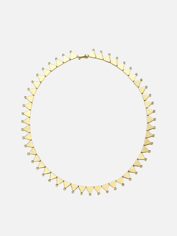 DIME TRIBE, Üçgen Şekilli, Pırlanta Taş Detaylı, Sarı Altın Ko, KOLYE, shopi go'da!