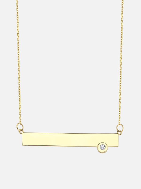 DIME TRIBE, Pırlanta Detay Sarı Altın Plaka Kolye, KOLYE, shopi go'da!