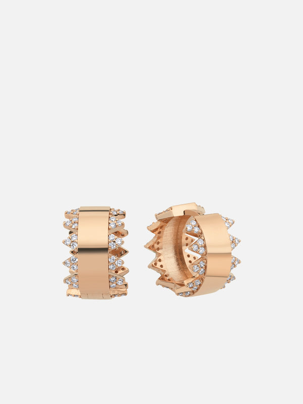 DIME TRIBE, Geometrik Pırlanta Detaylı Pembe Altın Halka Küpe, KÜPE, shopi go'da!