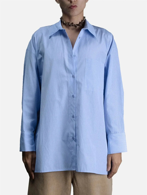RE2MC Unisex Cotton Shirt - Blue - Shirts GÖMLEK