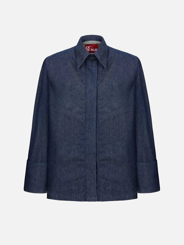 EX DE RUE Haze Denim Kimono Shirt II – denim mavisi, ön görünüm