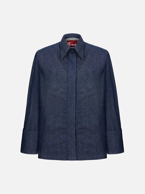 EX DE RUE Haze Denim Kimono Shirt II W – denim, ön görünüm