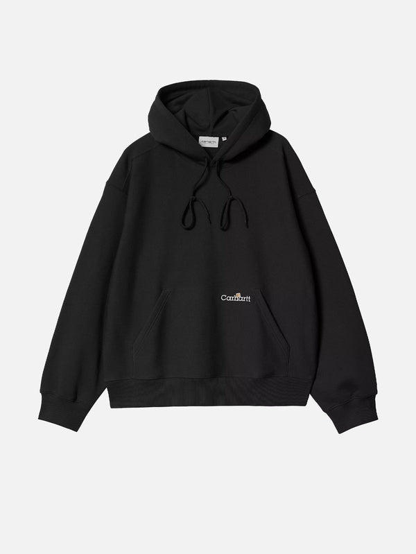 Hooded Label Script Sweat - Black