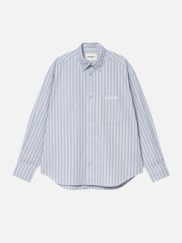 CARHARTT WIP, W' L/S Grimsby Shirt - Grimsby Stripe/Blue Fog, GÖMLEK, shopi go'da!