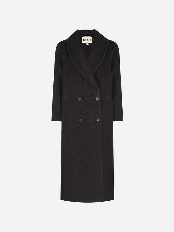 IN.K II - PARDÖSÜ - Shawl Wrap Coat - Midnight Grey - shopi go'da!.