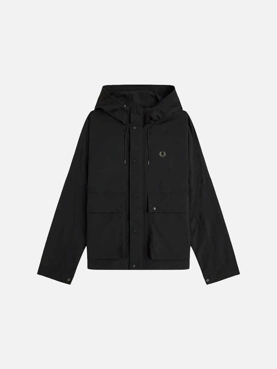 Cropped Ripstop Parka - Black