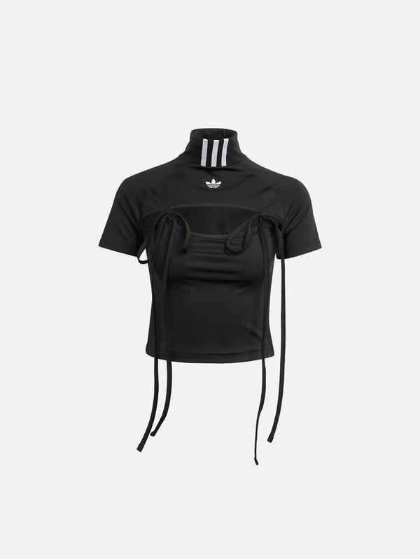 ADIDAS ORIGINALS, Ribbon Cut Out Crop Top - Black, T-SHIRT, shopi go'da!