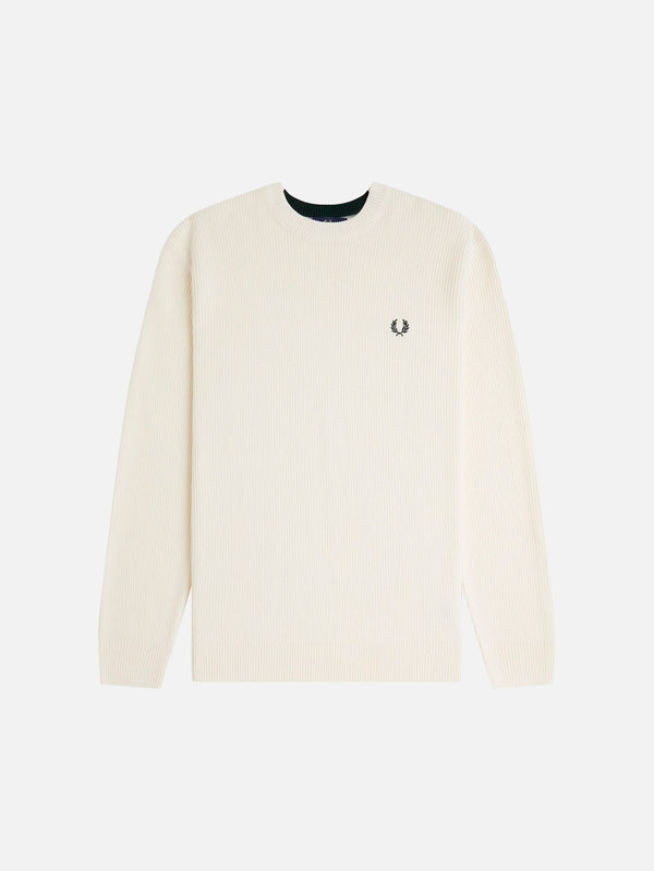 FRED PERRY, Textured Jumper - Ecru, KAZAK, shopi go'da!