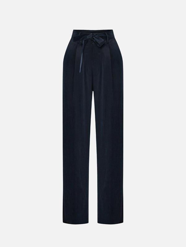 COME AS YOU ARE, Kuşaklı Cupro Pantolon - Lacivert, PANTOLON, shopi go'da!