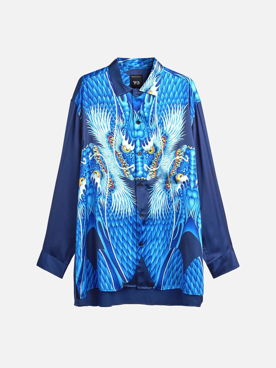 Y-3 Blue Satin Graphic Shirt - Multicolor