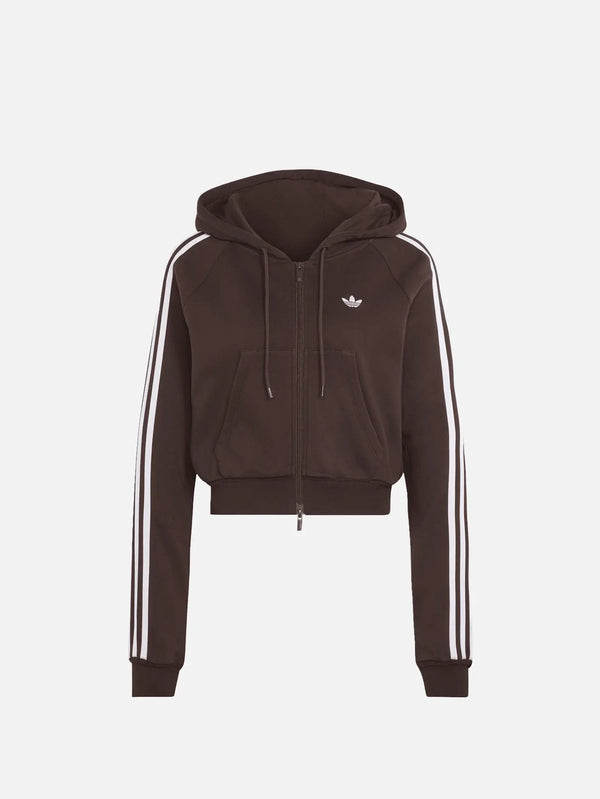 ADIDAS ORIGINALS GFX Zip Top - Aurora Coffee – kahverengi, önden görünüm, beyaz trefoil logo