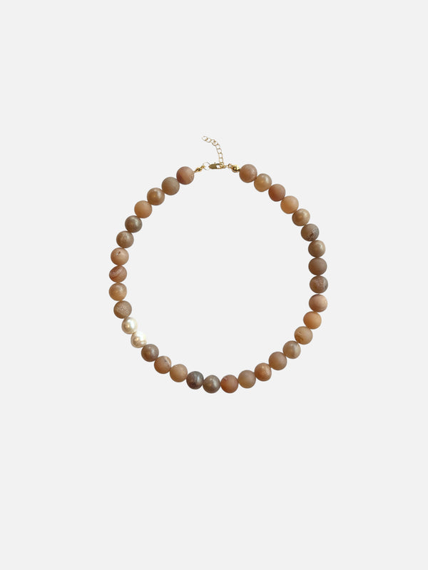 L'ATELIER DES PERLES, LunePoudre Druzy Akik Taşı ve Barok İncili Kolye, KOLYE, shopi go'da!