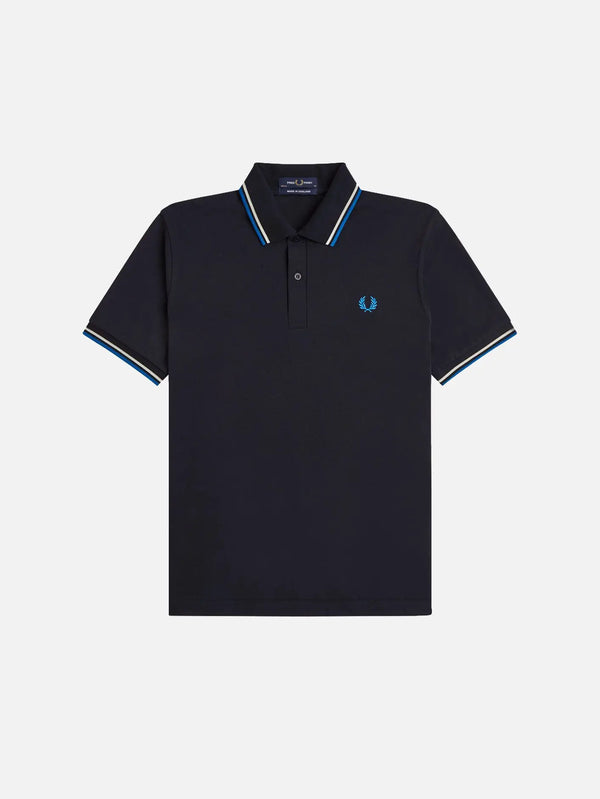 FRED PERRY Twin Tipped Fred Perry Shirt – Navy/White, önden görünüm