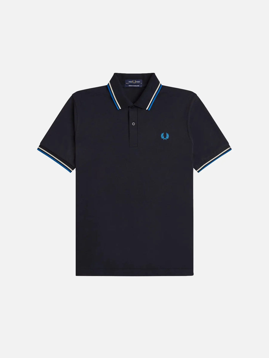Twin Tipped Fred Perry Shirt - Navy/White