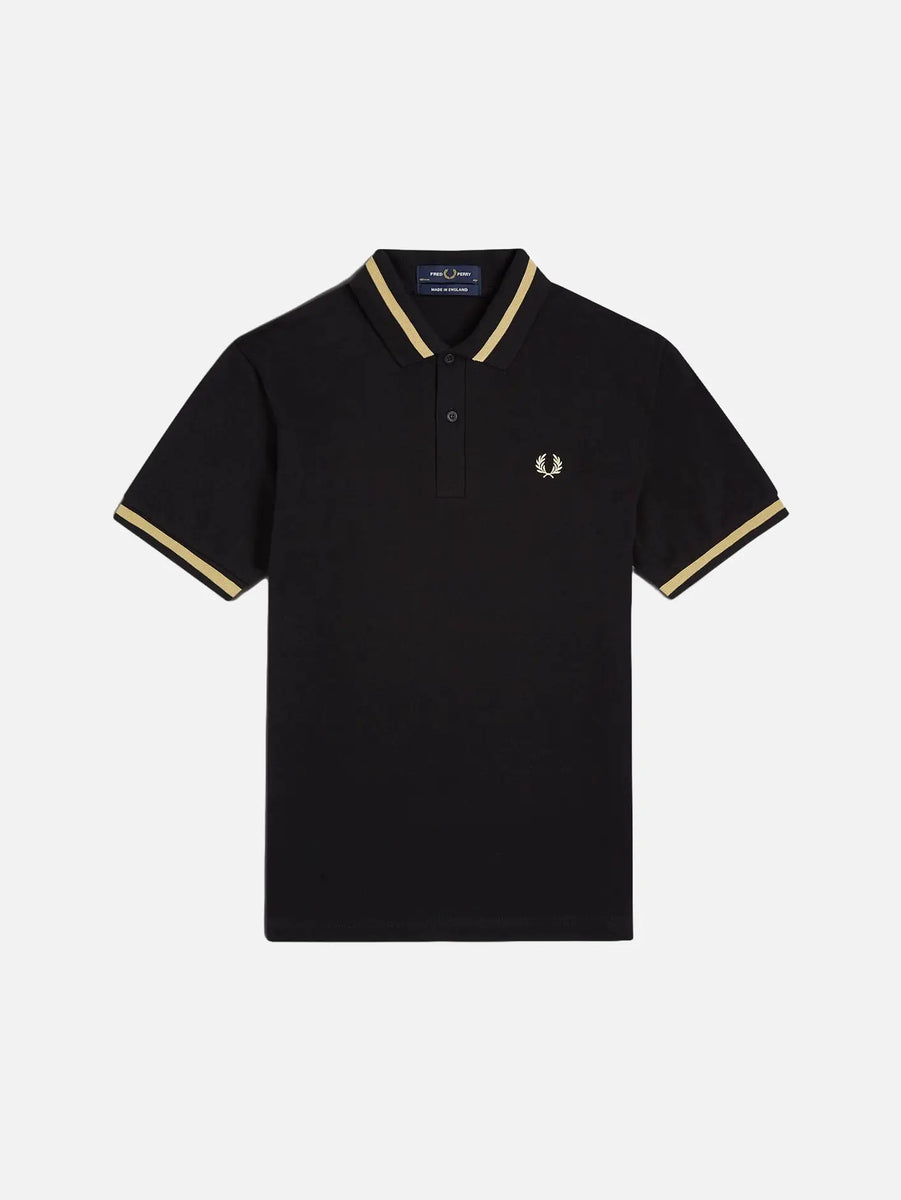 Single Tipped Fred Perry Shirt - Black/Champagne