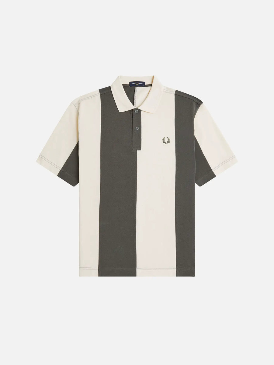 Cut And Sew Panelled Polo Shir - Ecru