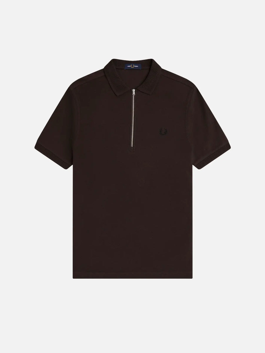 Crepe Pique Polo Shirt - Rich Brown