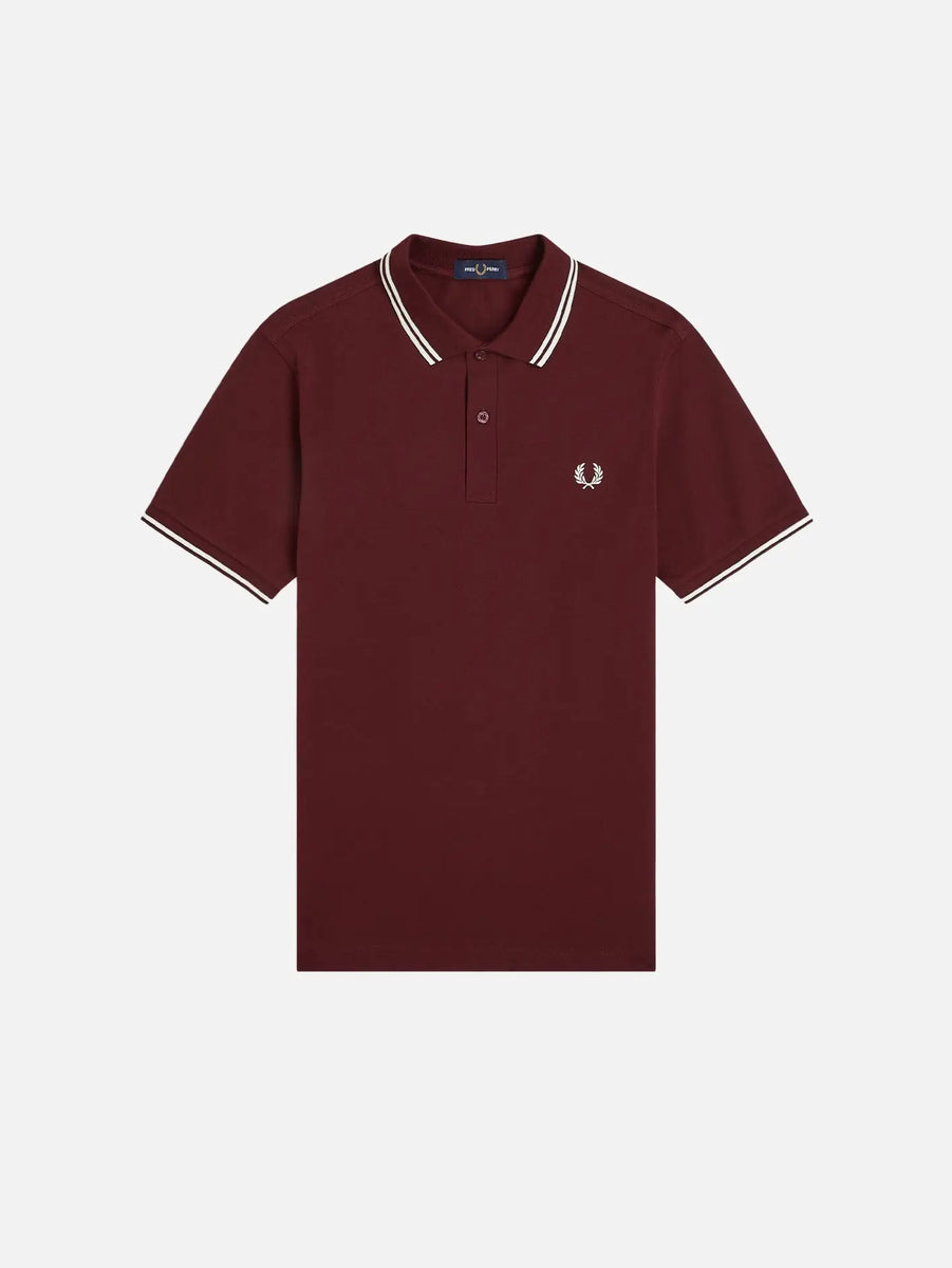 Twin Tipped Fred Perry Shirt - Oxblood/Ecru