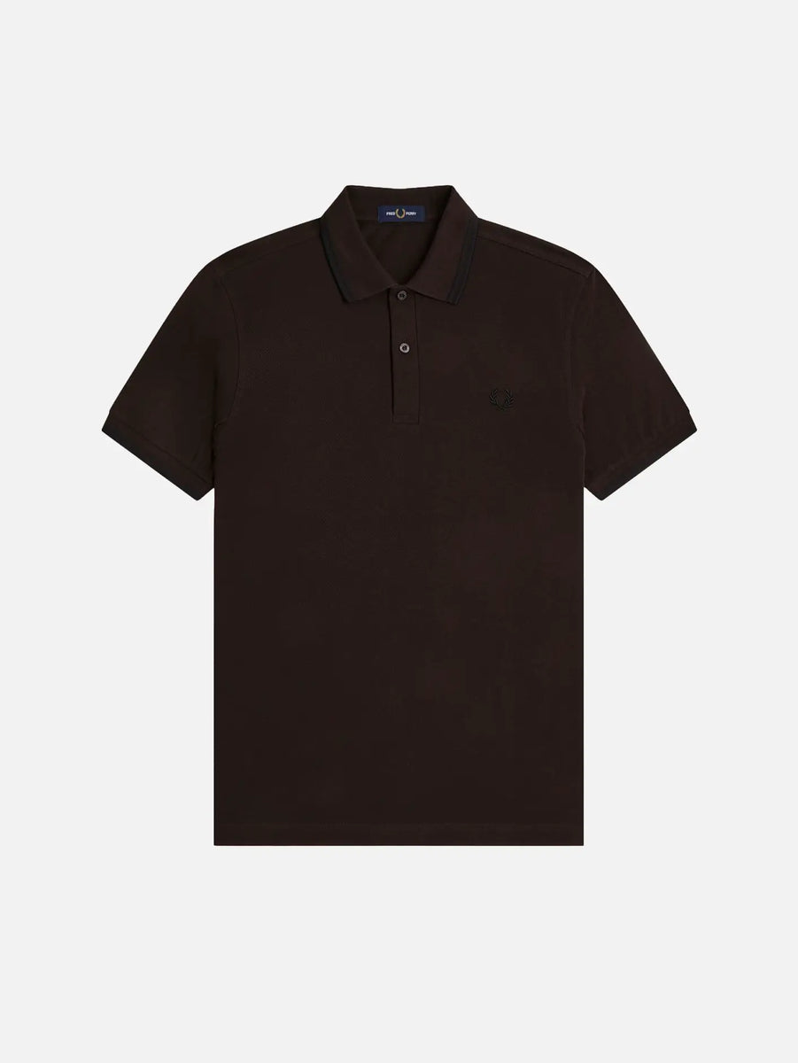 Twin Tipped Fred Perry Shirt - Rich Brown/Black