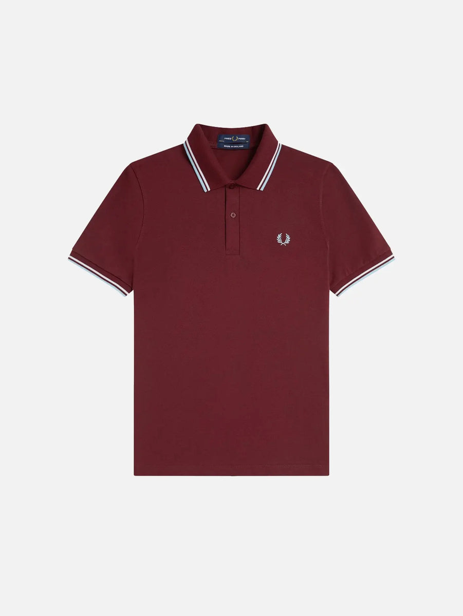 Twin Tipped Fred Perry Shirt - Burgundy/White