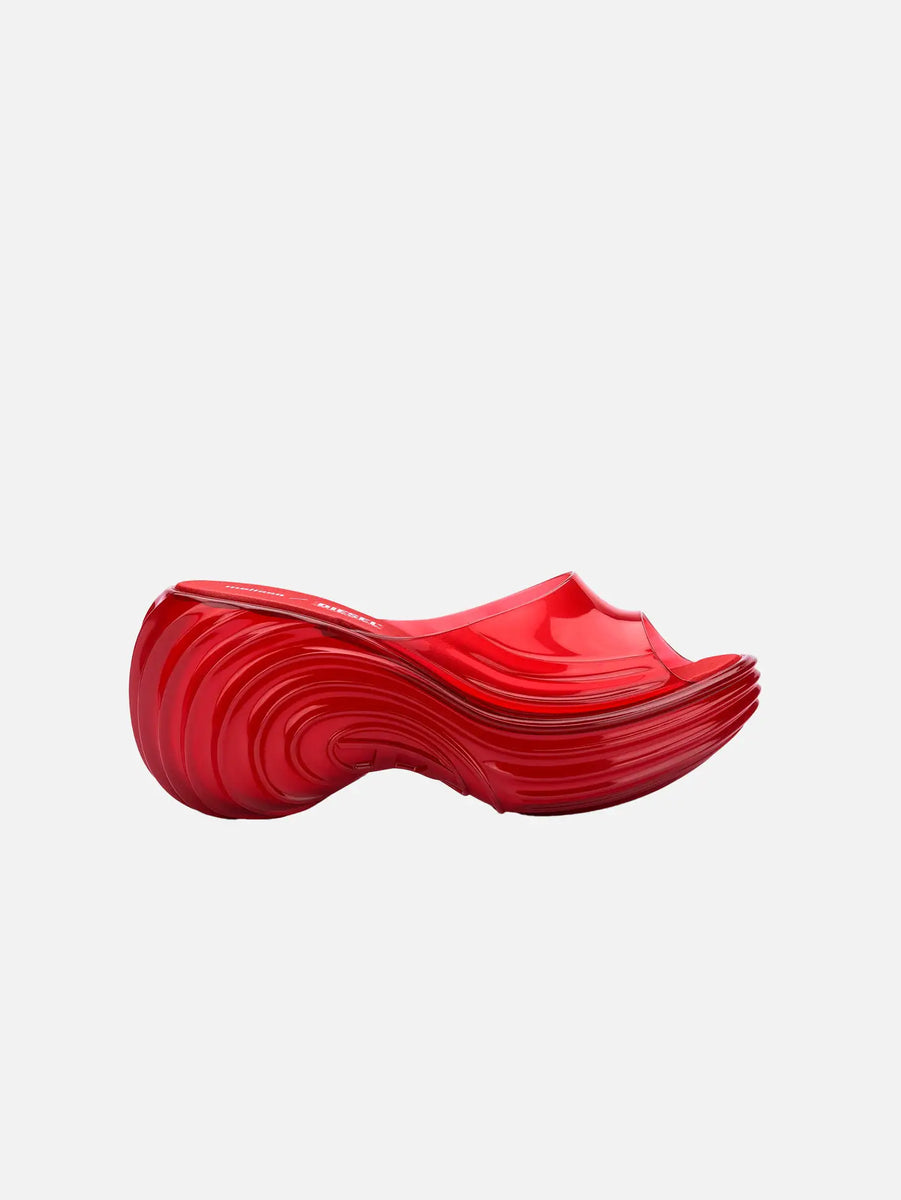 MELISSA Quantum Platform + Diesel Ad Sandalet - Şeffaf Kırmızı