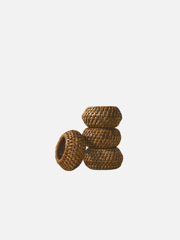 KING ZOO, Chunky Rattan Napkin Ring (Set of 4), PEÇETELİK, shopi go'da!