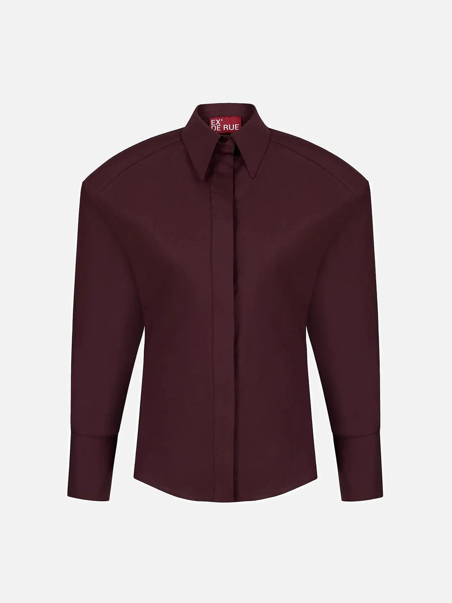 Padded Pleated Bordoeux Shirt