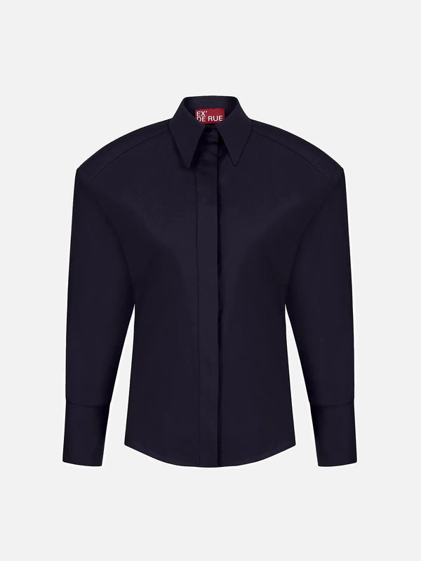 EX DE RUE Padded Pleated Merlot Shirt – merlot, önden görünüm