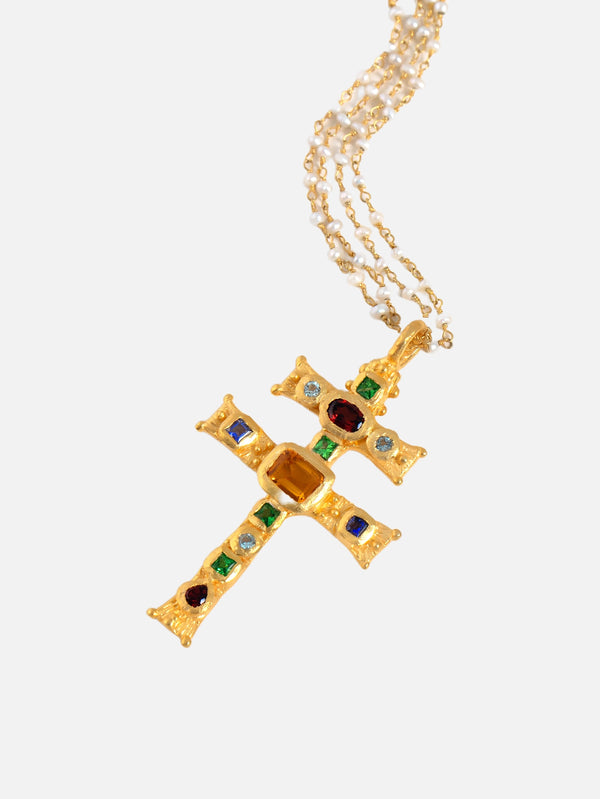 HESPERIDES, Cross of Lorraine Necklace, KOLYE, shopi go'da!