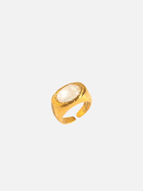HESPERIDES, Roman Signet Ring - Rainbow Moonstone - Gold, YÜZÜK, shopi go'da!